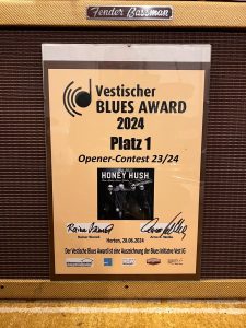 Abbildung der Gewinnerurkunde Vestischer Blues Award 2024 Honey Hush