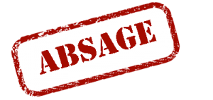 Störer mit der Aussage "Absage"